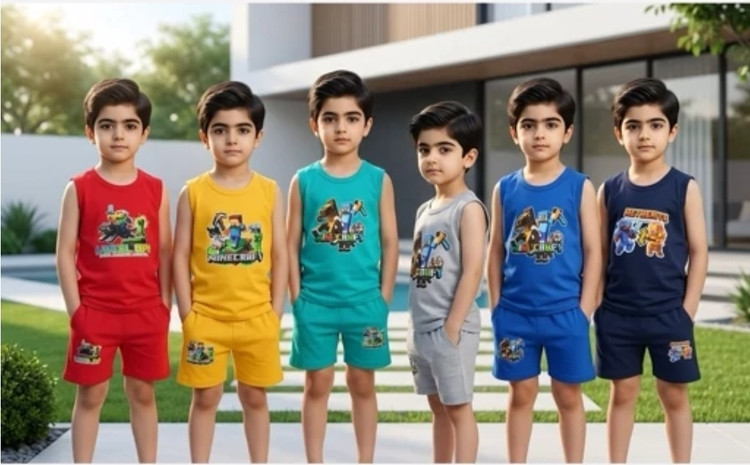 ست تاپ شورتک پسرانه نخ پنبه درجه یک
